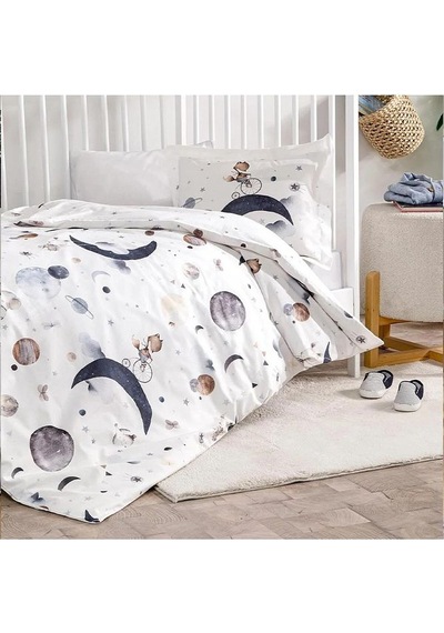 Özdilek Ranforce Bebek Nevresim Takımı Cute Space Krem