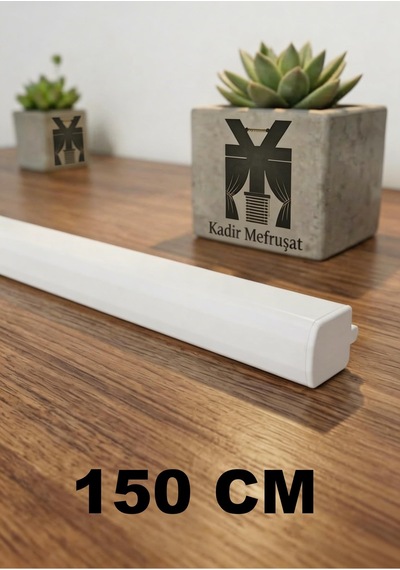 Beyaz Dekoratif Ray Alüminyum 2 Kanallı Dekoratif Metal Perde Kornişi Beyaz150cm - 853503874 Beyaz150cm