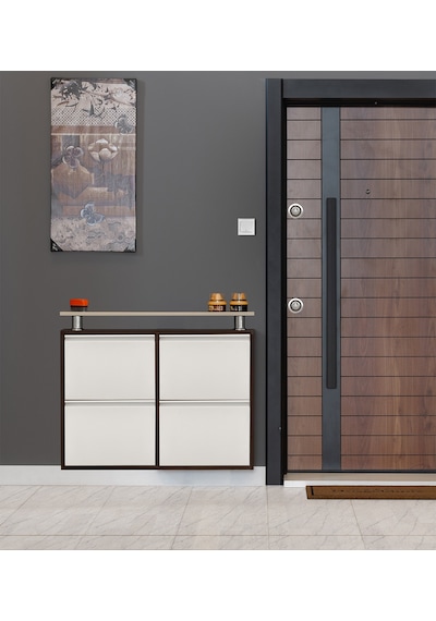 Kaser Metal 2+2'Li Metal Ayakkabılık Beyaz - Siyah