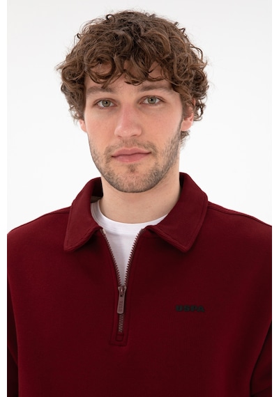 U.S. Polo Assn. Erkek Bordo Basic Sweatshirt 50298265-VR014