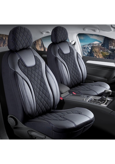 Jaguar E-pace Uyumlu Lüx Yarı Deri Oto Koltuk Kılıfı Ön Arka Takım Yeni Siena Siyah Mavi