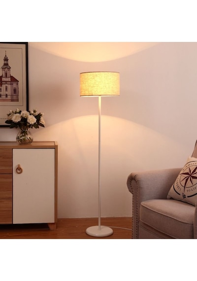 RİOLİGHT RETRO,RUSTİK,VİNTAGE BEYAZ GÖVDE KREM KUMAŞ BAŞLIK LAMBA