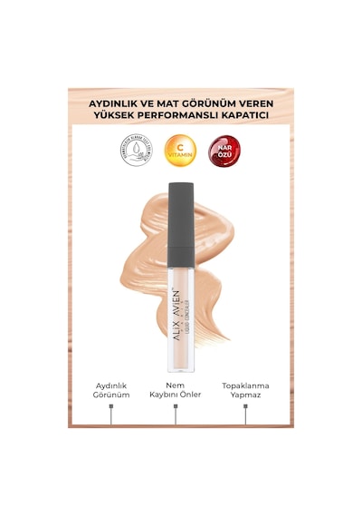 Alix Avien Aydınlık Görünüm Sağlayan Yoğun Likit Göz Altı Kapatıcısı Liquid Concealer 103 Creamy Beige