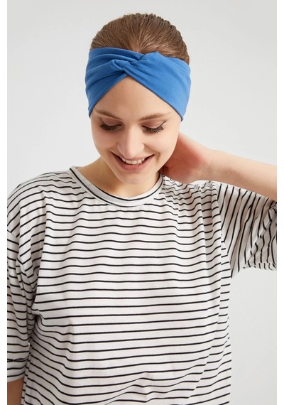 Kadın Çapraz Bağlamalı Pamuklu Penye, Kaymaz, Yumuşak, Esnek, Saç Bandı Bandana Mor