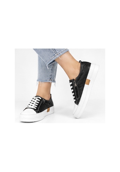 N Napa Shoe Np.8260f.siyah Deri Sneaker Napa Shoe Kadın Hakiki Deri Günlük Comfort Ayakkabı Siyah/beyaz