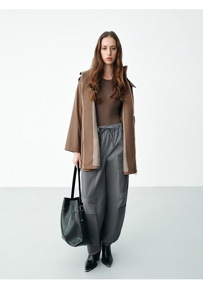 Lcw Limitless Gri Fonksiyonel Cepli Loose Fit Kadın Pantolon