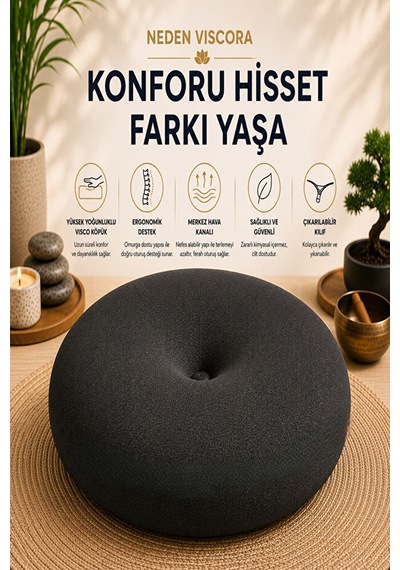 Ergonomik Meditasyon Minderi Yoga Ve Meditasyon İçin Doğru Oturuş, Uzun Süreli Konfor Siyah