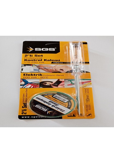 Profosyonel Kontrol Kalemi + Elektrik Bandı Sgs 2'li Set