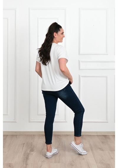 Kadın V Yaka Büyük Beden T-shirt 1486-23 001