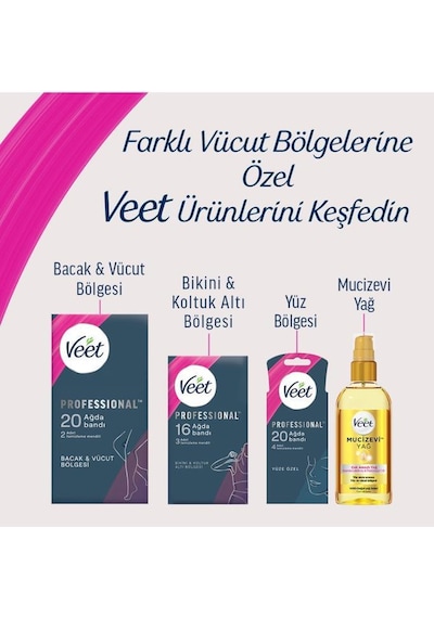 Veet Professional Sir Ağda Bandı Bacak & Vücut Bölgesi Hassas Ciltler 20'lı