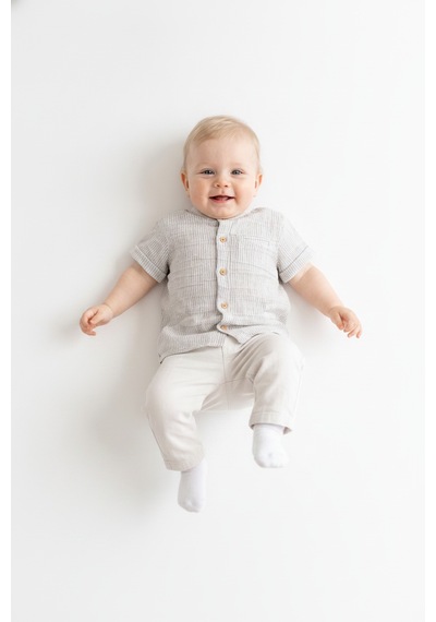 Tiffany Baby & Kids Lycra Müslin Tasarımlı Hakim Yaka Gömlek Gri