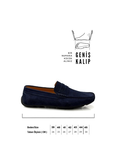 Sermoda Erkek Loafer - Hakiki Deri Rok Loafer Erkek Ayakkabı Süet Lacivert