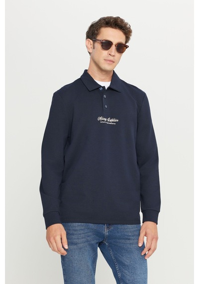 AC&Co / Altınyıldız Classics Erkek Lacı 2 İplik Pamuklu Standart Fit Normal Kesim Polo Yaka Sweatshirt