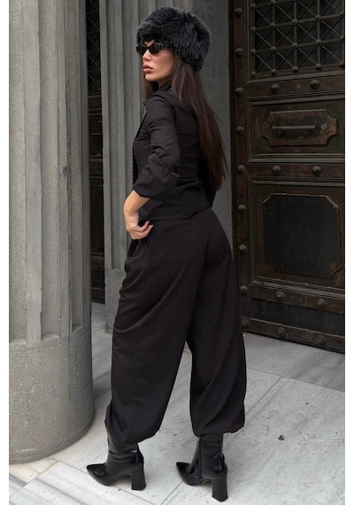Madmext Siyah Vücuda Oturan Slim Fit Kadın Gömlek Mg2659 Siyah