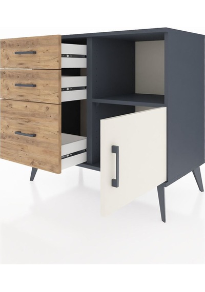 Hyperion Şifonyer Tek Raflı 3 Çekmeceli Tek Kapaklı 88x44x80 Antrasit-aytaşı/çam Aytaşı/çam Hyperion Şifonyer Tek Raflı 3 Çekmeceli Tek Kapaklı 88x44x80 Antrasit-aytaşı/çam Aytaşı/çam