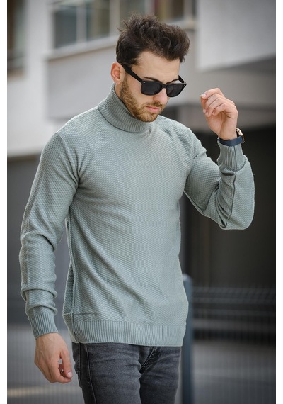 Oksit Seka 500 Slim Fit Petek Örgü Erkek Tam Balıkçı Kazak 001