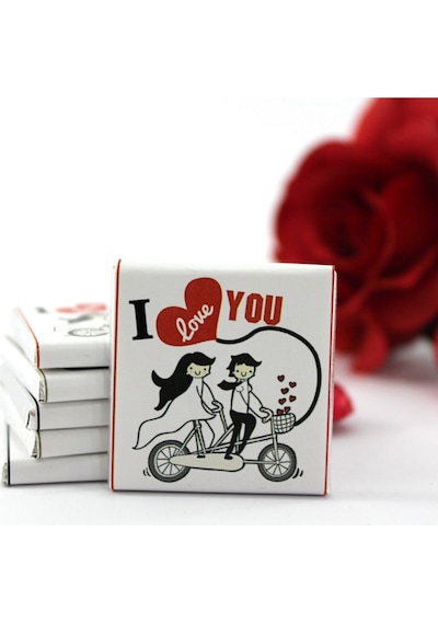 Dark Brown I Love You Sevgili için Madlen Çikolata Sütlü ve Bitter 48 Adet