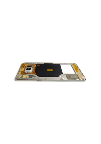G928 Orta Kasa Galaxy S6 Edge Plus Uyumlu Beyaz Renk Orta Kasa Çerçeve + Ses Açma On Off Tuş Plastik Kamera Camı Ve Hoparlör Gümüş