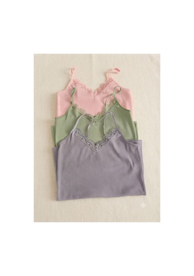 Demirsa Boutique Dantelli İp Askılı Fitilli Ribana Kadın Atlet 3'lü Set Pembe, Mavi Ve Yeşil Renk Pembe-mavi-yeşil Demirsa Boutique Dantelli İp Askılı Fitilli Ribana Kadın Atlet 3'lü Set Pembe, Mavi Ve Yeşil Renk Pembe-mavi-yeşil
