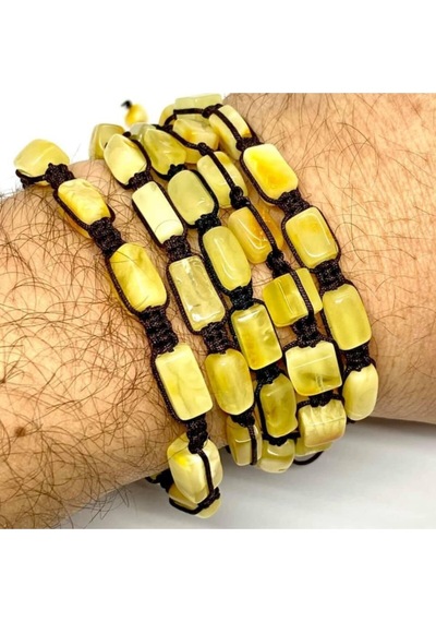Damla Kehribar Taşlı Bileklik Ks2392 Sarı