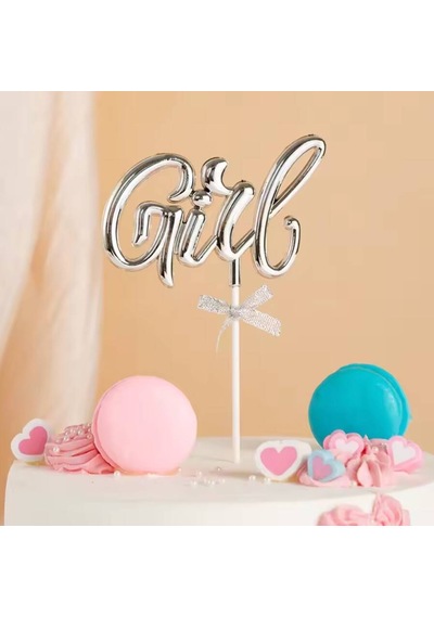 Pasta Üstü Çubuklu Girl Krom Gümüş 17 Cm