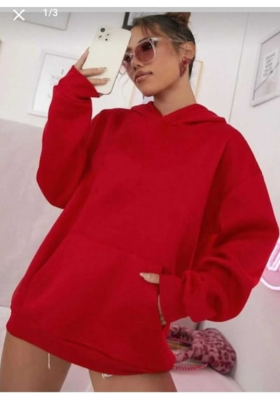 Kozia Outdoors Malkoçbey Kapüşonlu Oversize Unisex Swaetşhirt Kırmızı Kırmızı