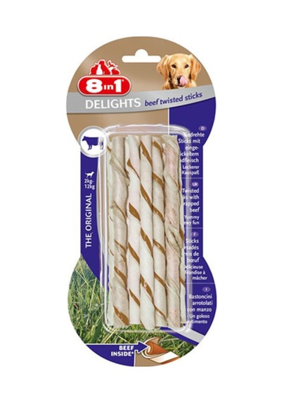 8in1 Delights Bones Köpekler İçin Biftekli Twested Sticks 10'lu