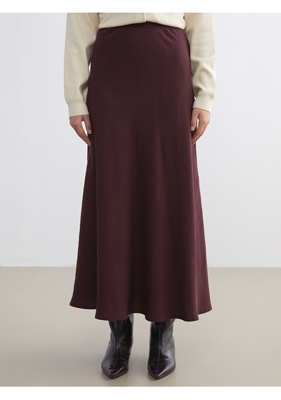 Lcw Modest Bordo Beli Fermuarlı Kloş Etek