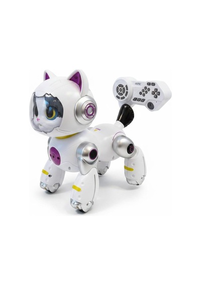 Uzaktan Kuman. Sevimli Kedi Köpek Robot Beyaz