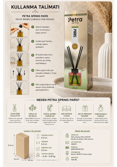 Paris 100ml Bambu Çubuklu Oda Kokusu - Premium Reed Diffuser / Long Lasting Home Fragrance Parfüm Bazlı Reed Diffuser Ev, Ofis , Banyo Ve Ortam Kokusu Black Ice