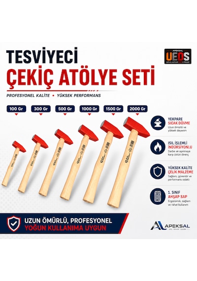 Tesviye Çekici 6'lı Atölye Seti Dövme Çelik Profesyonel Çekiç