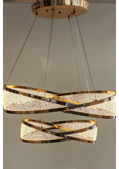 Modern Tasarım Sonsuzluk Motifli Led Halka Avize - Rose Gold Gold 1