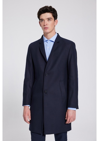 Twn Slim Fit Lacivert Düz Tek Yırtmaçlı Viskonlu Palto 3ef088438751m Lacivert
