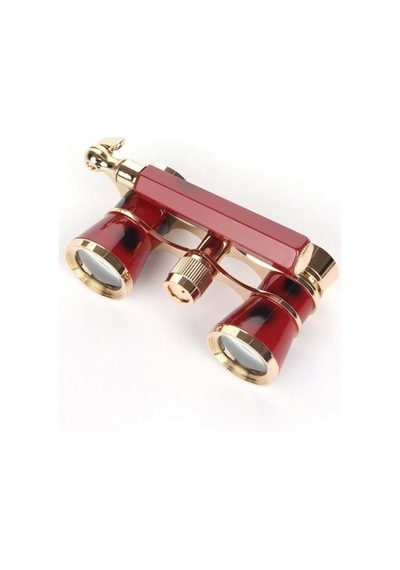 Nefis Işlemeli Tiyatro / Opera Dürbünü 3x25 Prinç Metal Kaplamalı Retro Kahverengi Çok Renkli