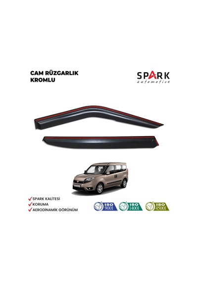 Fiat Doblo 2015-2022 Yıl Aralığı Uyumlu Cam Rüzgarlığı Kromlu 4 Parça Siyah
