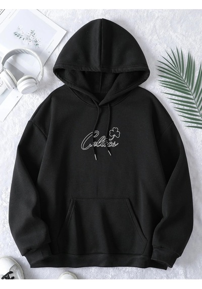 Startmore Adrift Boston Renkli Baskılı Oversize Kapüşonlu Sweatshirt Beyaz Siyah