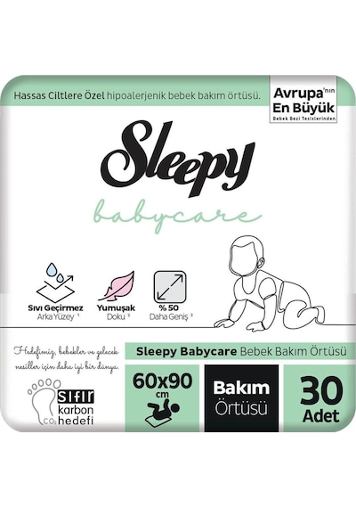 Sleepy Babycare Bebek Bakım Örtüsü 60x90 Cm 3x10 30 Adet 769560004401