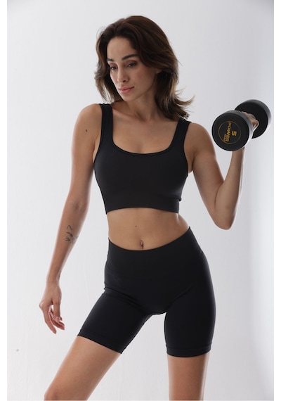 Playsportswear Seamless Siyah Toparlayıcı Sporcu Bra Siyah