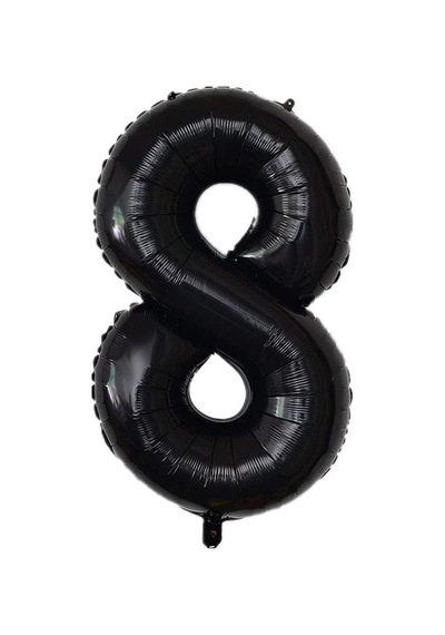 8 SEKİZ SİYAH RAKAM FOLYO BALON 34" Inc 82 cm