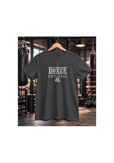 Segungear Boxer Erkek Regular Fit Baskılı Spor Tişört Gri - 932277136 Gri