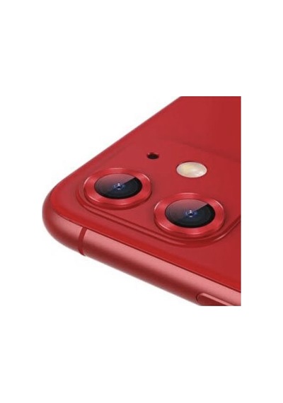 Apple İphone 12 Mini Kamera Koruyucu Lens Mercek Metal Çerçeveli 2li Set Kırmızı Red