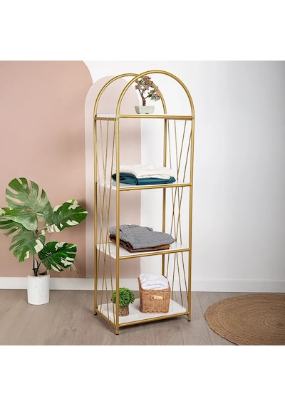 Demeter Gold Metal 4 Katlı Dekoratif Raf Gold