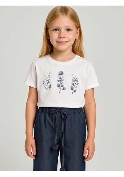 Zekids Kız Çocuk T-shirt Pantolonlu Takım-16071 Beyaz