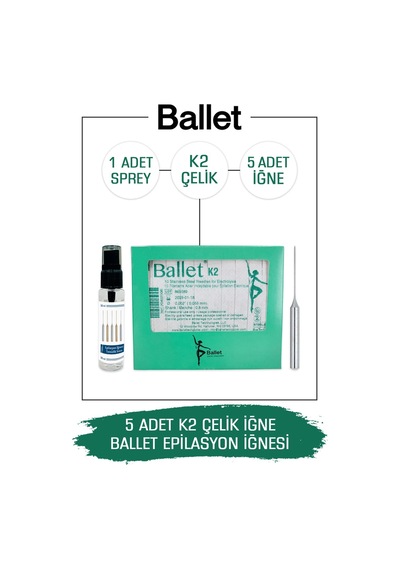 Ballet K2 Gümüş Epilasyon İğnesi Çelik İğne 5'li