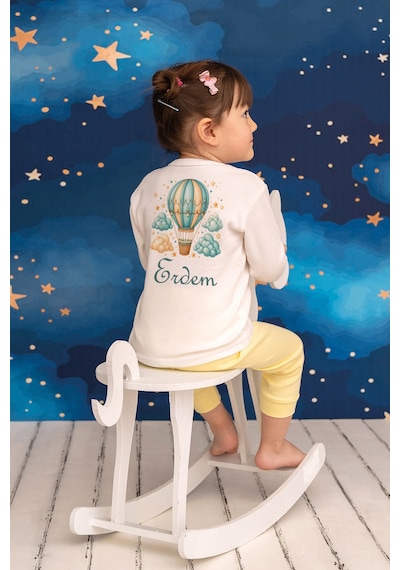 Pia Baby İsme Özel Erkek Çocuk 2 Adet Pijama Takımı %100 Pamuk Penye İsim Baskılı Kişiye Özel Kreş Pijaması Hediye Seti 10524p15pi Krem
