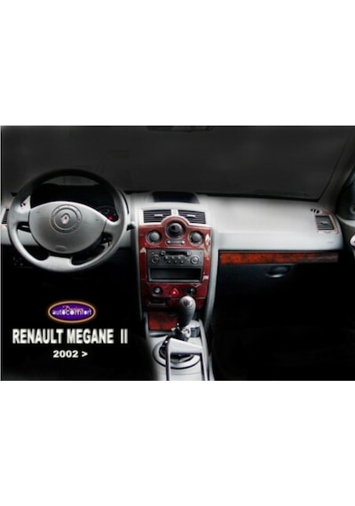 Renault Megane 2 Torpido Kaplama, Maun, Ahşap, Carbon - 16 Parça