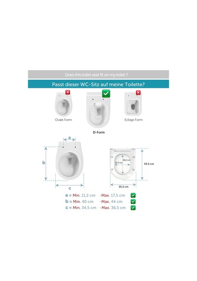 Aqua Bagno / Düz Klozet Kapağı Ve Klozet Kapağı, Otomatik Kapanma, Çıkarılabilir Klozet Kapağı D Şeklinde, Ev Diğer