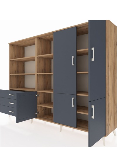 Hyperion Dolap 11 Raflı 3 Çekmeceli 5 Kapaklı 220x44x163 Çam-antr Çam-antrasit Hyperion Dolap 11 Raflı 3 Çekmeceli 5 Kapaklı 220x44x163 Çam-antr Çam-antrasit