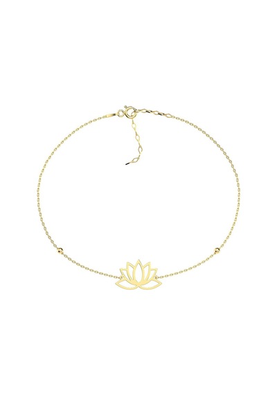 Sade Küçük Lotus Çiçeği 14 Ayar Altın Bileklik Sarı