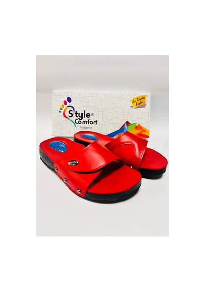 Style Comfort Ortopedik Halluks Valgus Anatomik Taban Kemik Çıkıntısı Ve Topuk Dikeni Terliği Cırtlı Schwjl.03 Kırmızı